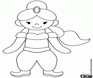 kolorowanka Młoda księżniczka arabskiego