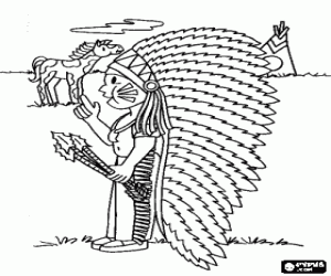 kolorowanka Młody wódz indiański w zwykły