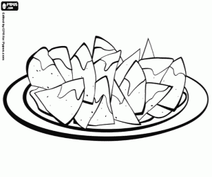 kolorowanka Nachos z serem, meksykańskie jedzenie
