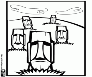 kolorowanka Nieukończone moais, Rapa Nui Park