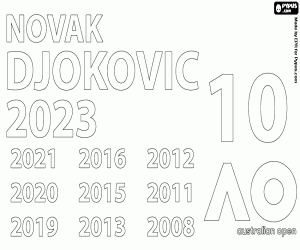 kolorowanka Novak Djoković, 10 tytułów Australian Open