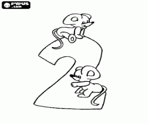 kolorowanka Numer 2 z dwoma myszy