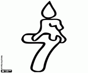 kolorowanka Numer siedem i świeczek