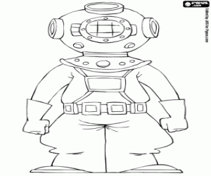 kolorowanka Nurek na dużych głębokościach