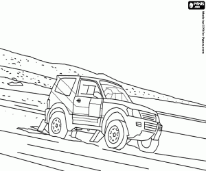 kolorowanka Off Terenówka na terenie piaszczystej