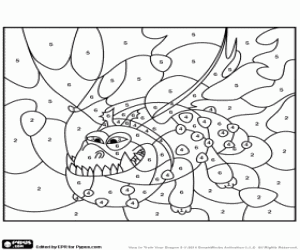 kolorowanka Ogromny smok, kolor liczb