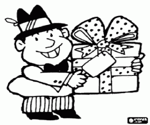 kolorowanka Ojciec z kapelusz i prezent