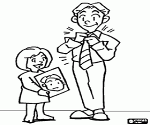 kolorowanka Ojciec, krawat węzeł i portret