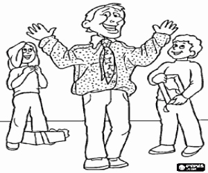 kolorowanka Ojciec zadowolony z prezentu