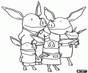 kolorowanka Olivia prosiąt z rodziną