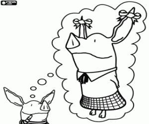 kolorowanka Olivia świnka i wstążki