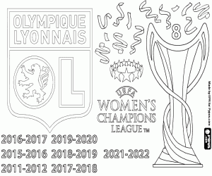 kolorowanka Olympique Lyon, mistrz 2021-2022