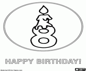 kolorowanka Osiem z zapalona świeca