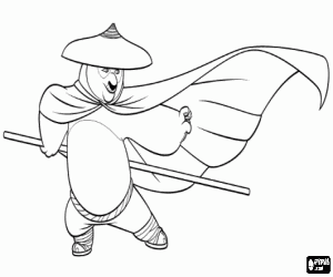 kolorowanka Po panda z kapelusz i kij