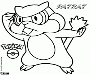 kolorowanka Patrat, wiewiórka Pokémon