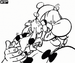 kolorowanka Pies liże twarz Obelix