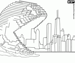 kolorowanka Piksele, Pac-Man atakuje miasto