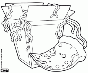 kolorowanka Pizza i chińskim makaronem