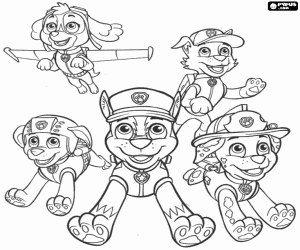 kolorowanka Pięciu psów Paw Patrol