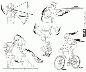 kolorowanka Pięć sportów Olimpijskich