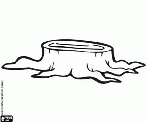 kolorowanka Pnia drzewa. Pniak drzewa. Drzewo ścięte