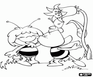 kolorowanka Pocałunek w policzek, Willy do Maja