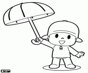 kolorowanka Pocoyo i otwarty parasol