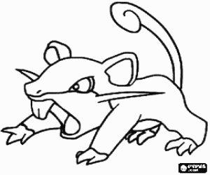 kolorowanka Pokémon szczur Rattata