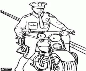 kolorowanka Policjant na motocyklu