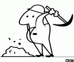 kolorowanka Pracownik pracujący w kilof lub wybierz