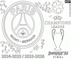 kolorowanka PSG, x2 mistrzowie Ligi Mistrzów 2026