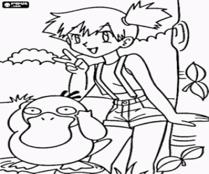 kolorowanka Psyduck i May, Pokemon