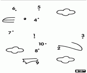 kolorowanka Ptak, kropka-kropka