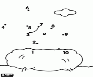 kolorowanka Ptaszek w gnieździe, kropka-kropka