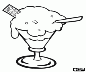 kolorowanka Puchar lodów, krem i ciastka