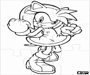 kolorowanka Puzzle Amy Rose, Sonic