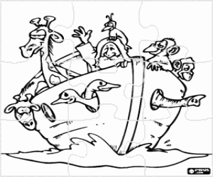 kolorowanka Puzzle z Arka Noego