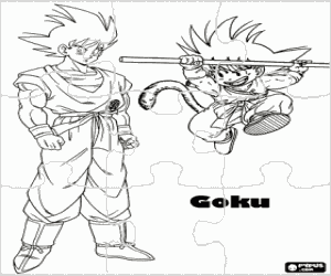 kolorowanka Puzzle z DragonBall ze Goku