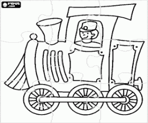 kolorowanka Puzzle lokomotywa