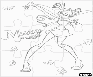 kolorowanka Puzzle z Musa, Winx Club