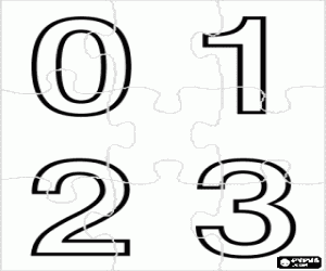 kolorowanka Puzzle z numerami 0-3