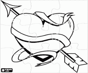 kolorowanka Puzzle serce ze strzałką