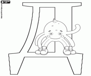 kolorowanka Pypus z litera rosyjskiego Д