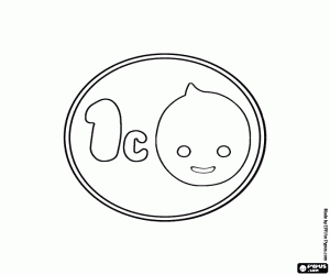 kolorowanka Pypus's monety 1 cent