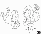 Caillou zabawa z kulkami ze swoją przyjaciółką Sarah