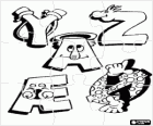 Puzzle liter Y, Z i inni z zabawnymi rysunkami