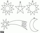 Gwiazda Betlejemska, Ozdoby świąteczne powiesić, gwiazdy, księżyc i gwiazdy Boże Narodzenie