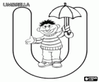 Litera U z Ernie i parasol