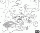 Caillou i jego rodziny o piknik na wsi