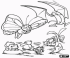 Pokemon grupy, w tym Bulbasaur, Butterfree, Golbat i psyduck